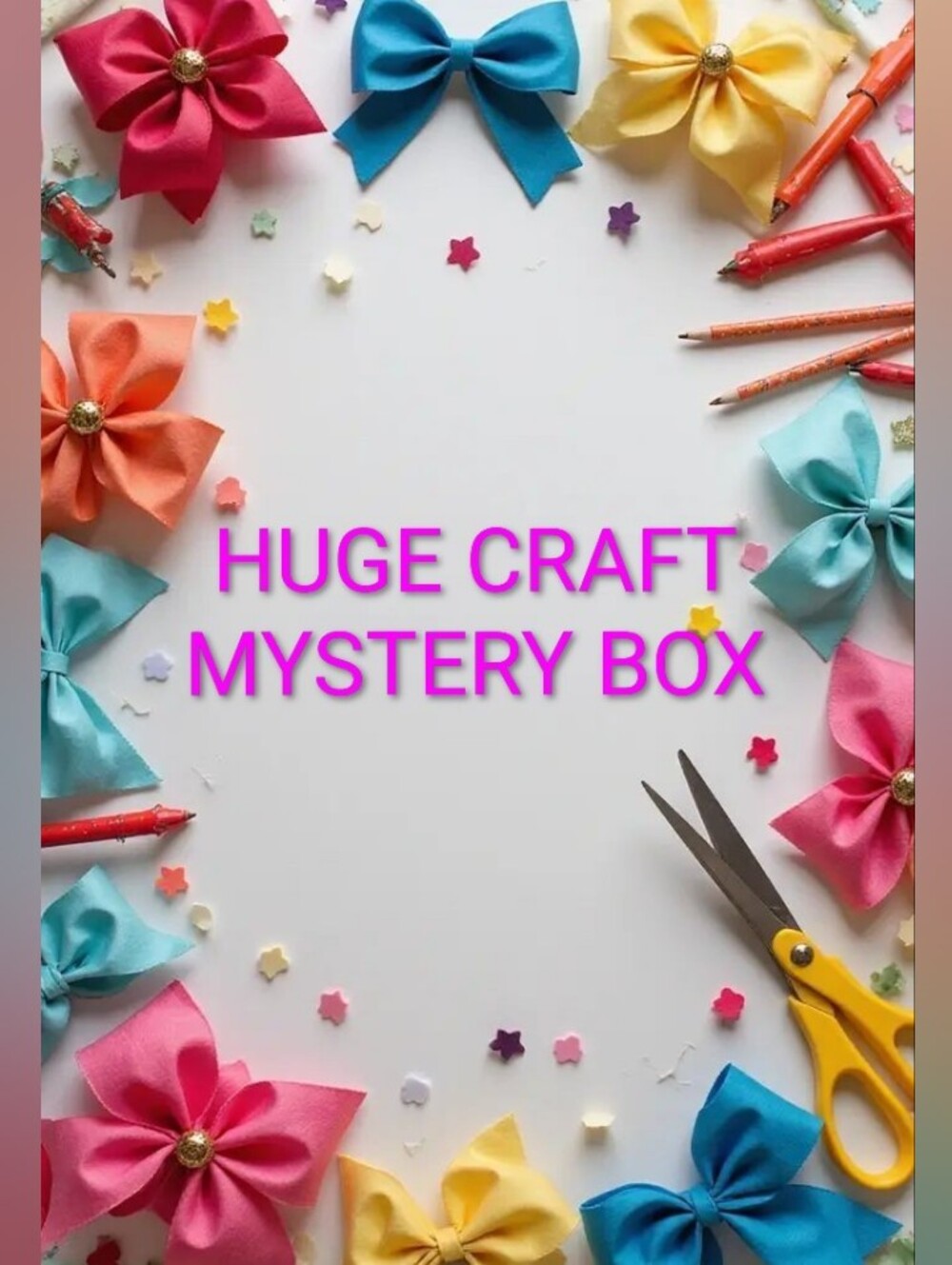 HUGE Crafting Mystery Box! W/ Ribbon, Beads, Scrapbook Supplies, Gemstones, ETC!